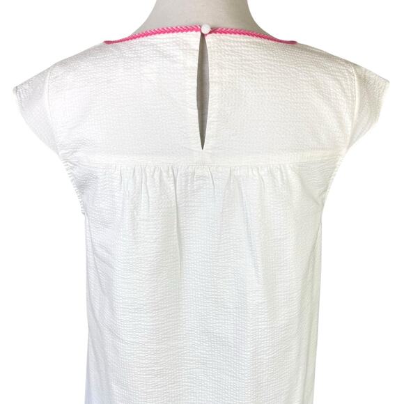 Southern Tide NWOT Sadie White Seersucker Flower Embroidered Summer Shift Dress - Picture 9 of 13